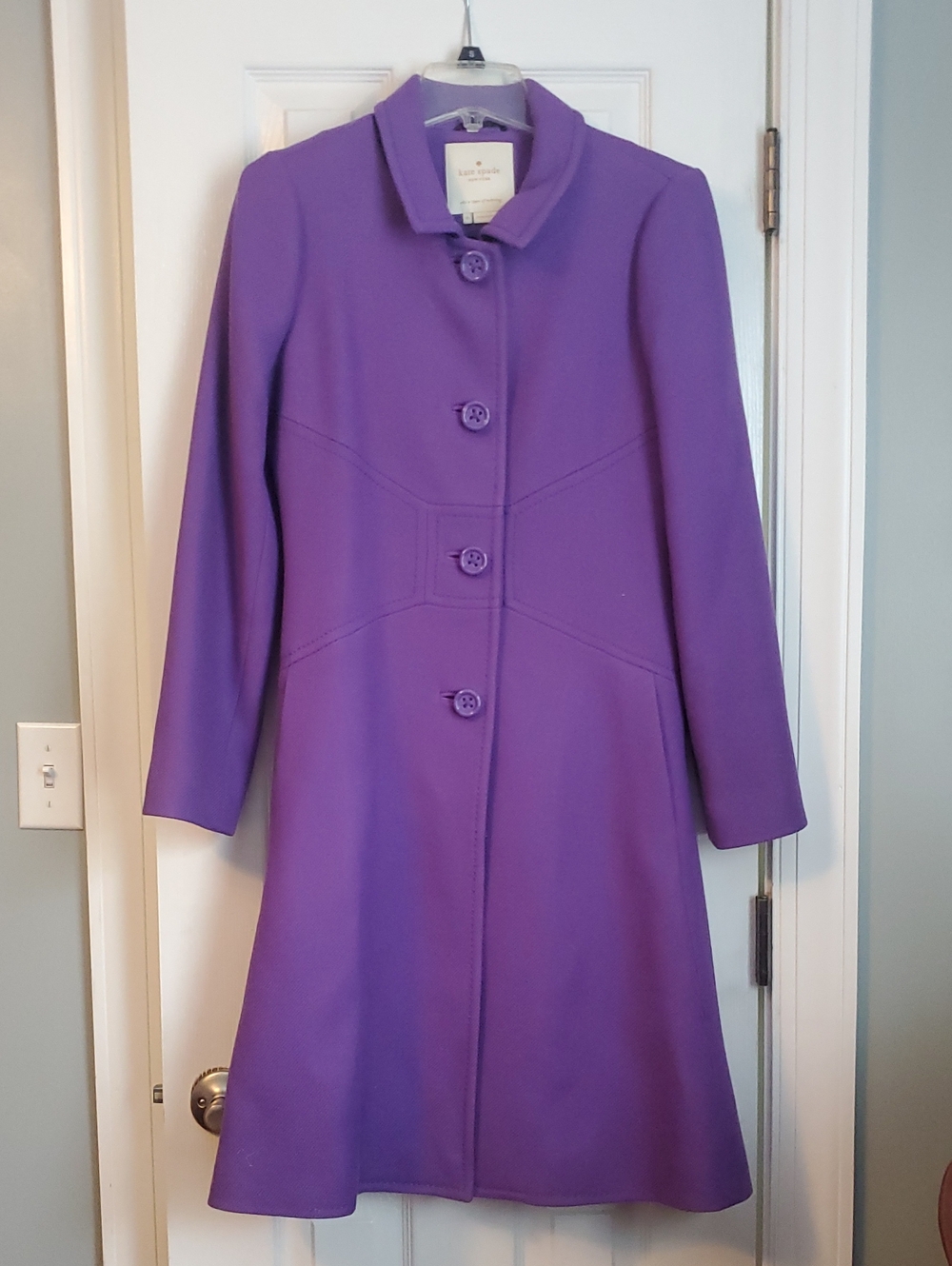kate spade Purple A-Line Button-Front Trench Coat